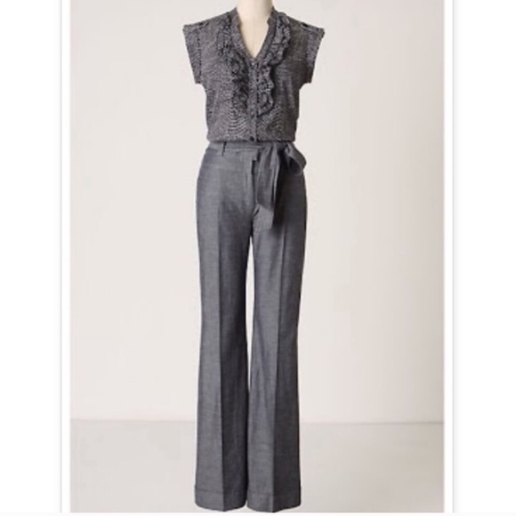Anthropologie Pants - ANTHROPOLOGIE ELEVENSES Denim Romper Dots Size 2